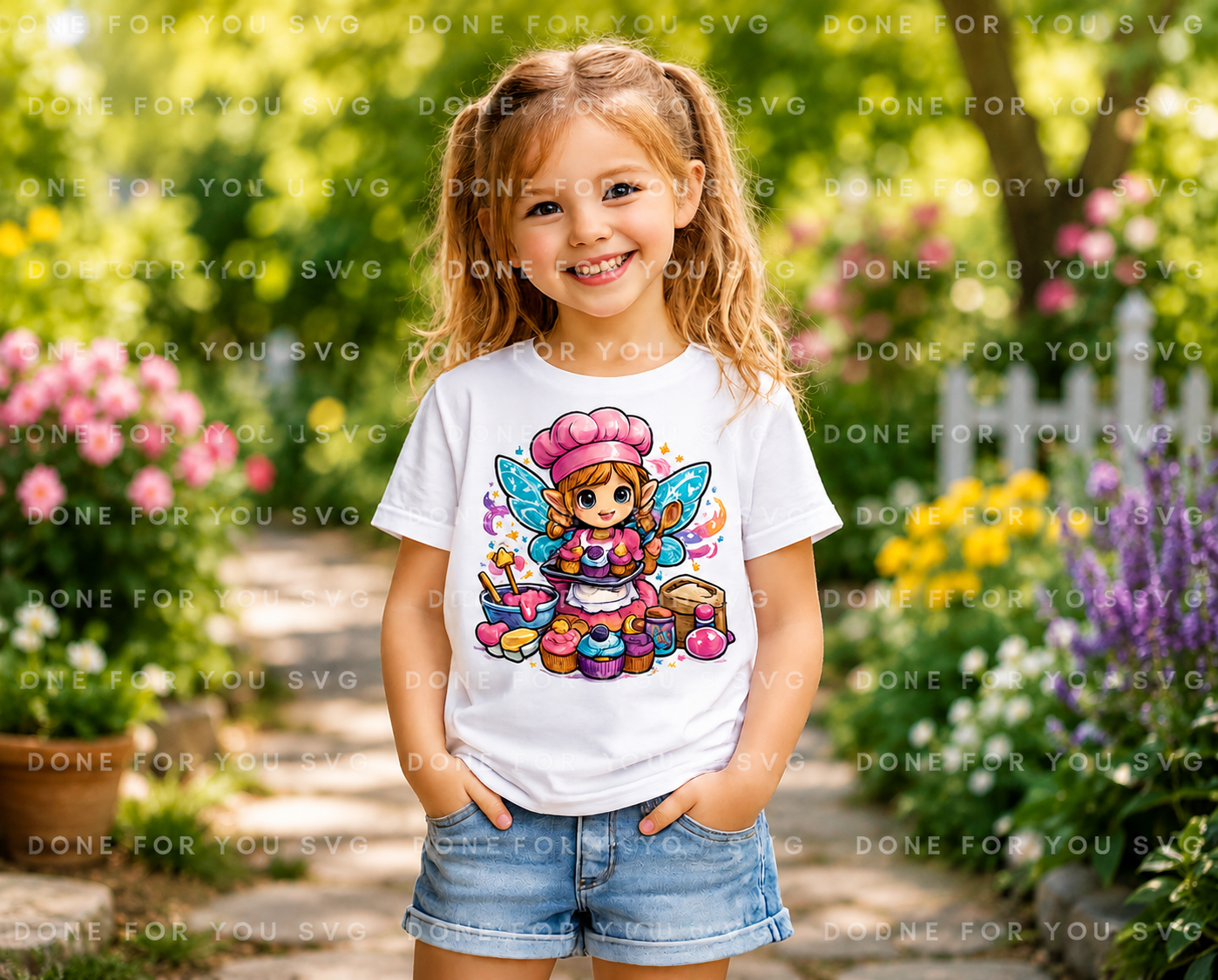 Cute Fairy Baking Magical Cupcakes Kids T-Shirt Design – Digital Download