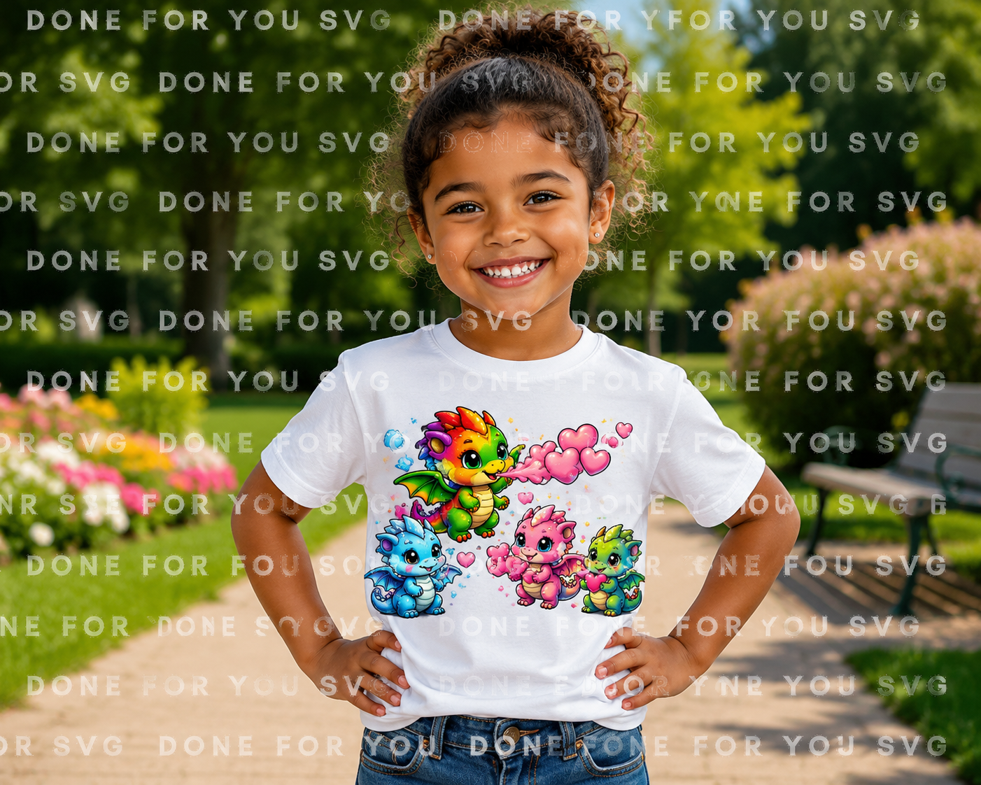 Cute Rainbow Dragon & Friends – Digital PNG Download