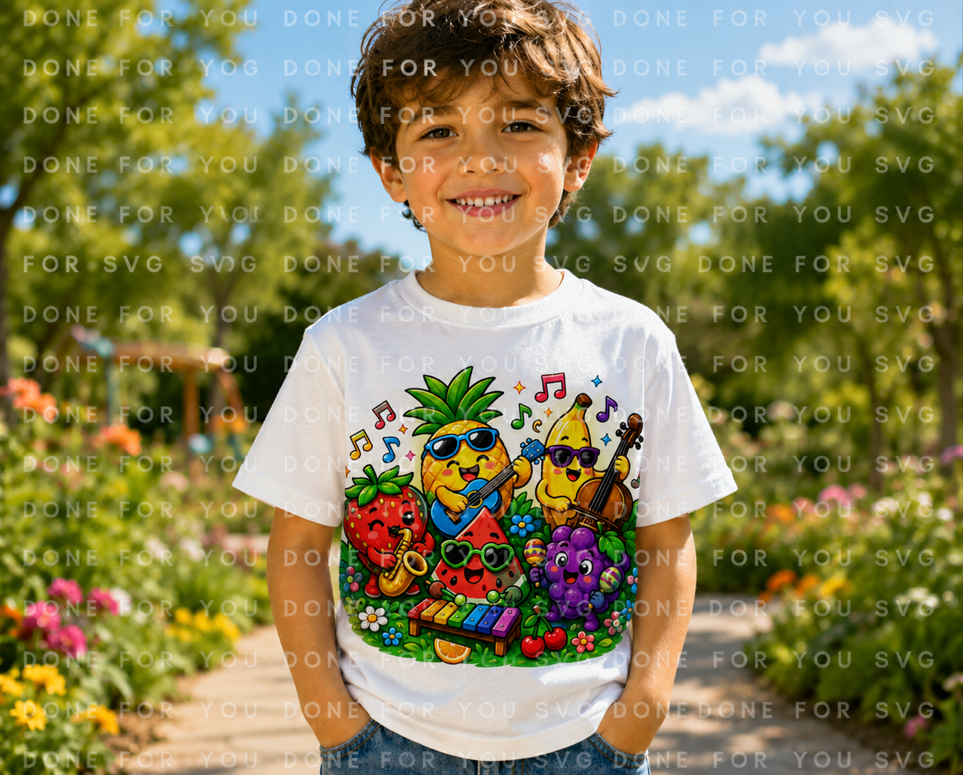 Fruit Friends Music Band – Kids T-Shirt Digital Design