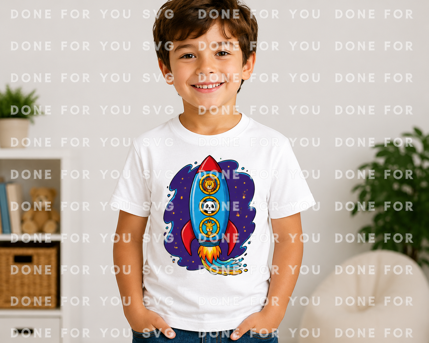 Animal Rocket Adventure Kids T-Shirt Design – Digital Download