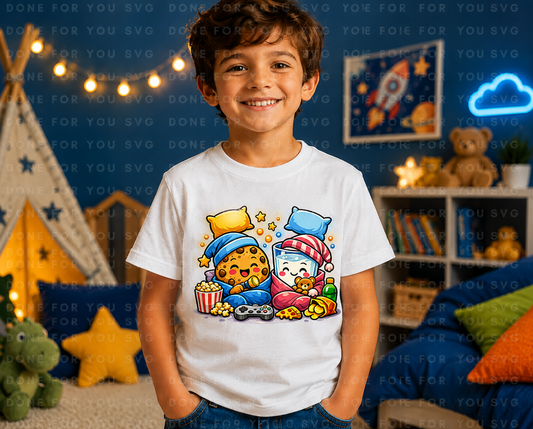 Cartoon Cookies & Milk Sleepover – Digital PNG Download
