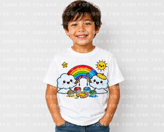 Cloud Friends Painting Rainbows Digital Download Design