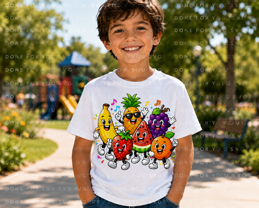 Cute Fruit Friends Kids T-Shirt Design – Digital Download